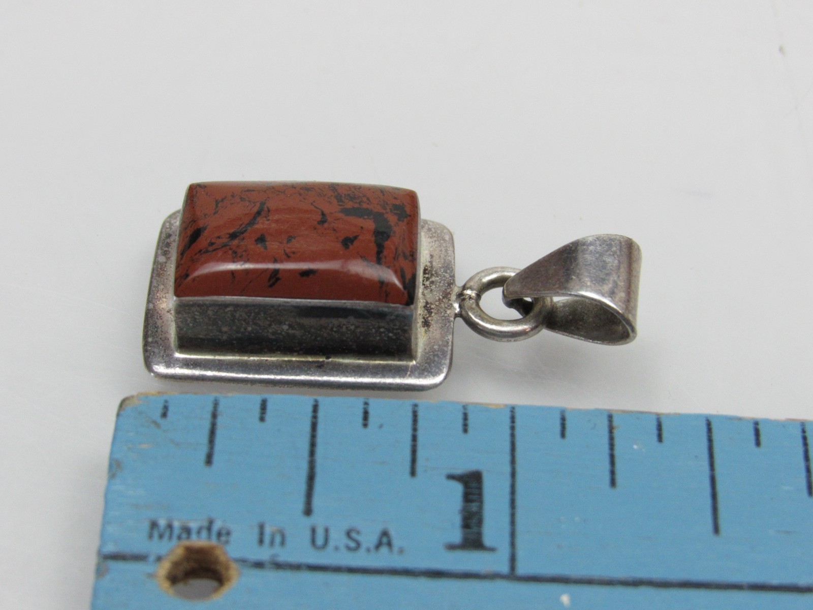 Vintage Mahogany Obsidian Sterling Silver Pendant Mexico 925