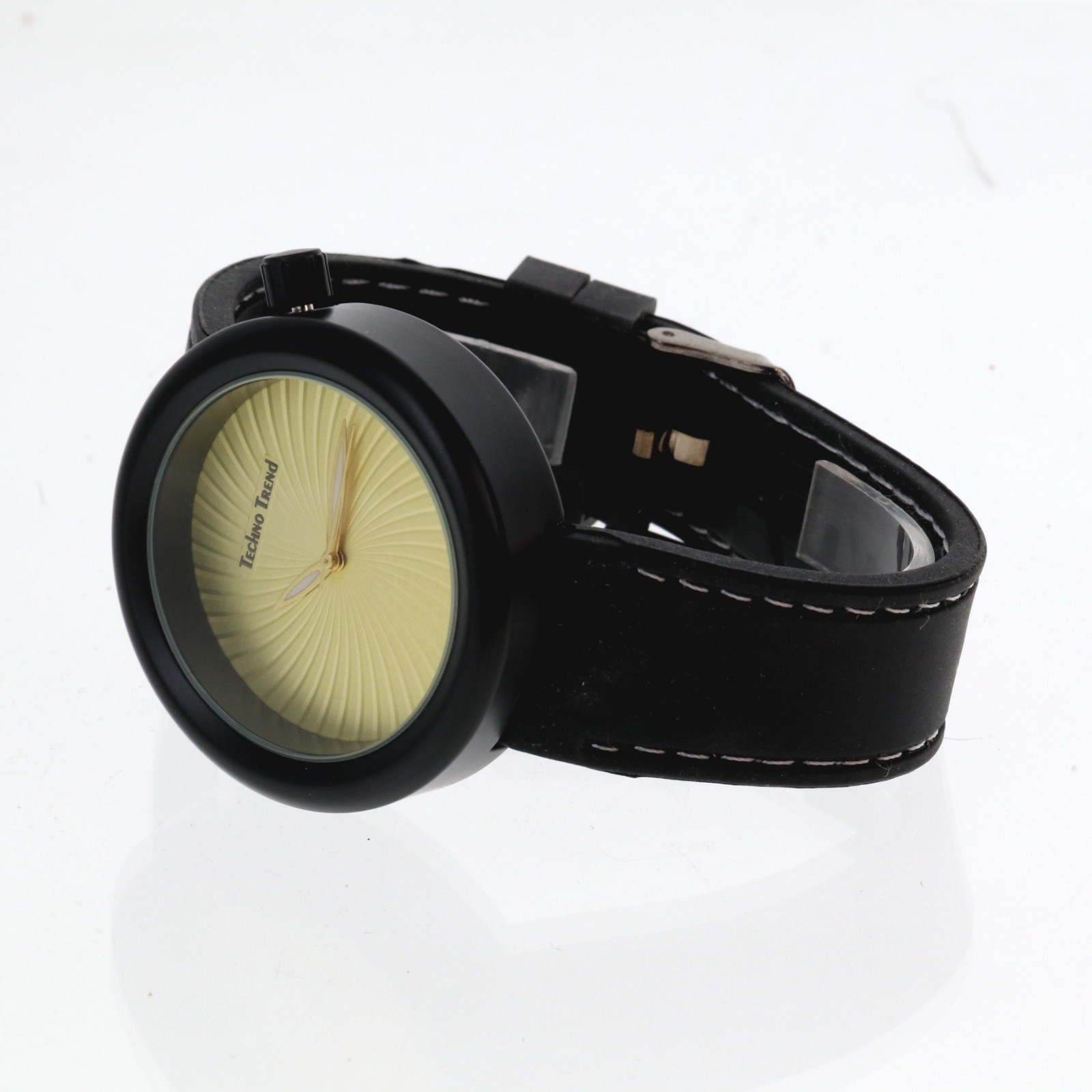 Men’s Black Finish Techno Trend Fashion Black Silicone Band Dressy Watch