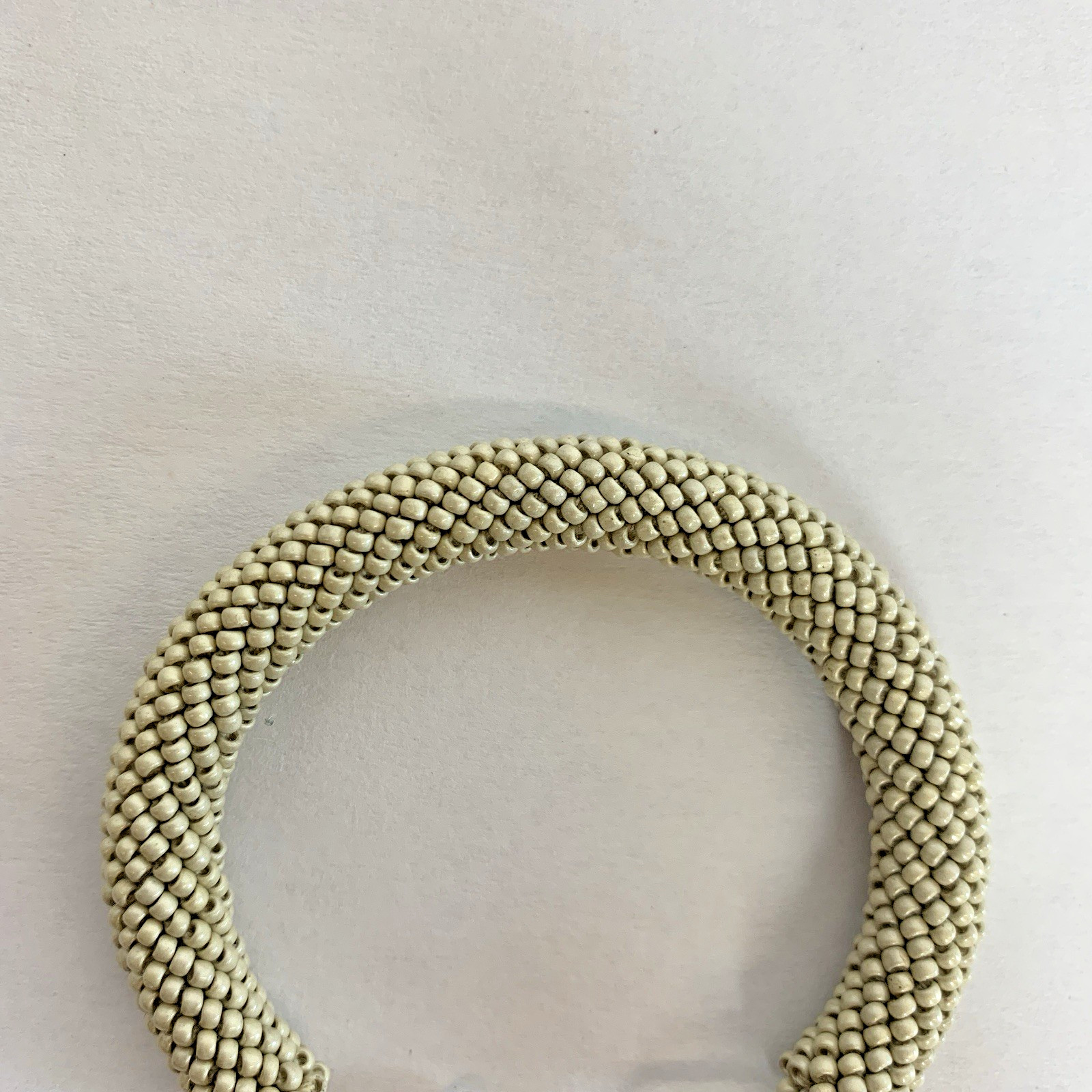 Portomea Opus Mens Bracelet Sand White Beaded Drawstring Closure