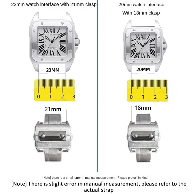 Stainless Steel Butterfly Buckle Watch Accessories 18mm 21mm for Cartier Santos