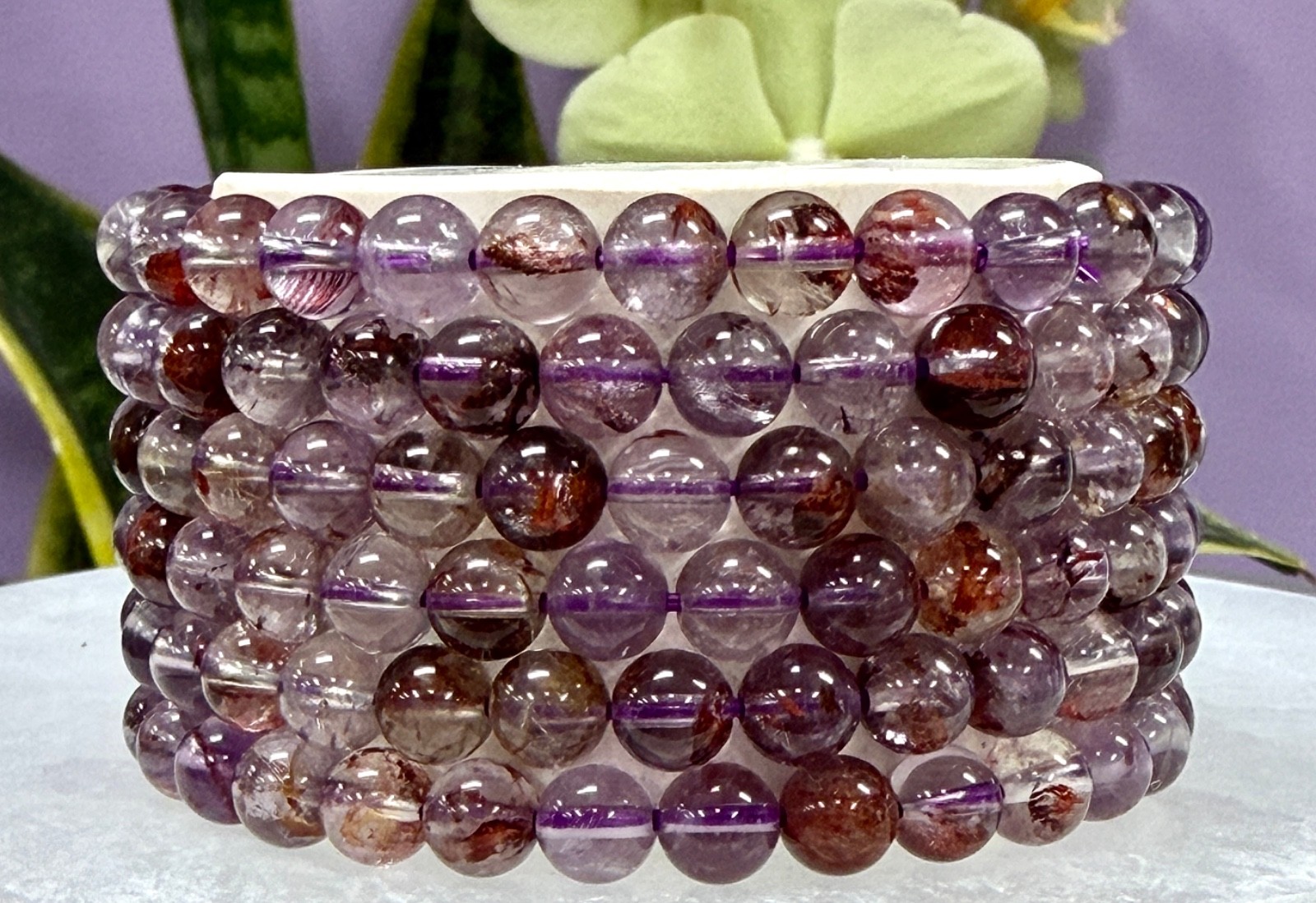 Wholesale 6 Pcs 6mm Natural Super 7 Crystal Healing Stretch Bracelet 7.5”
