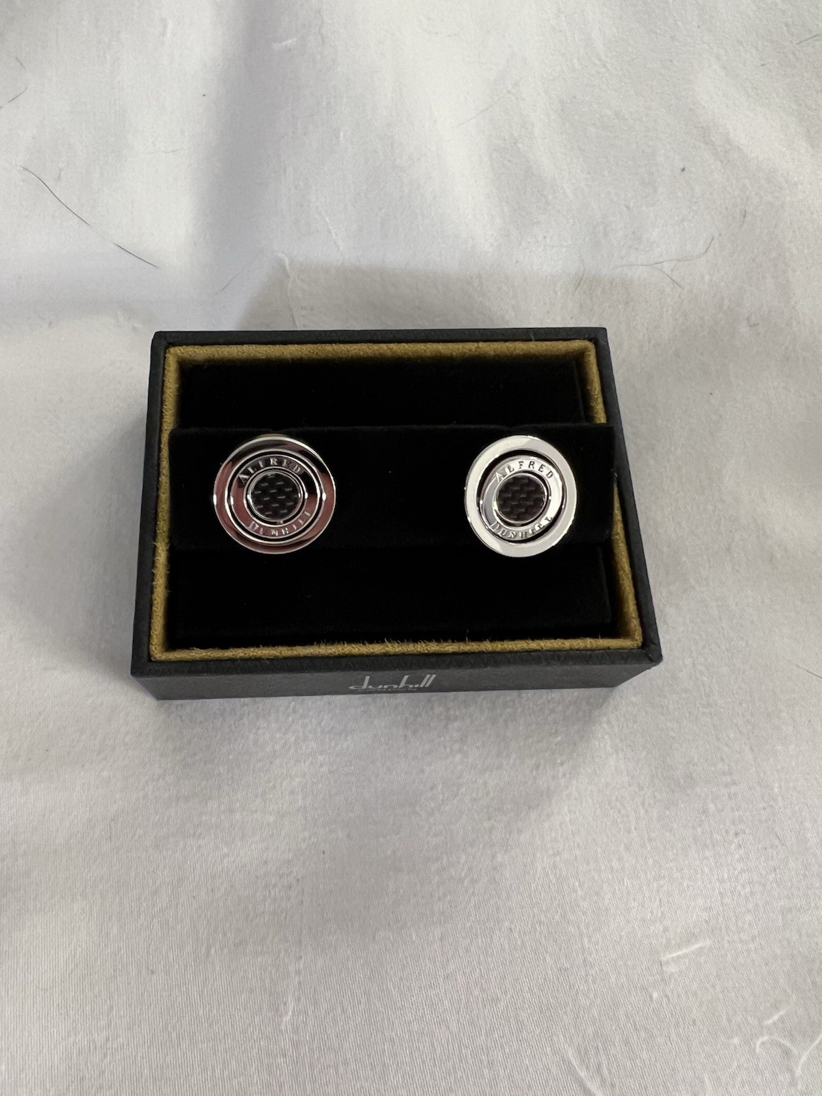 Dunhill Gyro Cufflinks – Carbon Fibre Insert | Brand New with Box & Tags