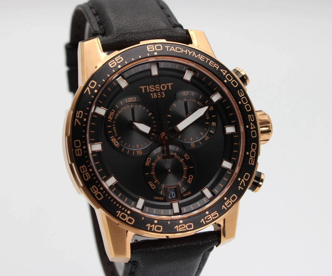Tissot SuperSport 45.5mm Black Dial Rose Gold Case Chrono #T125.617.36.051.00