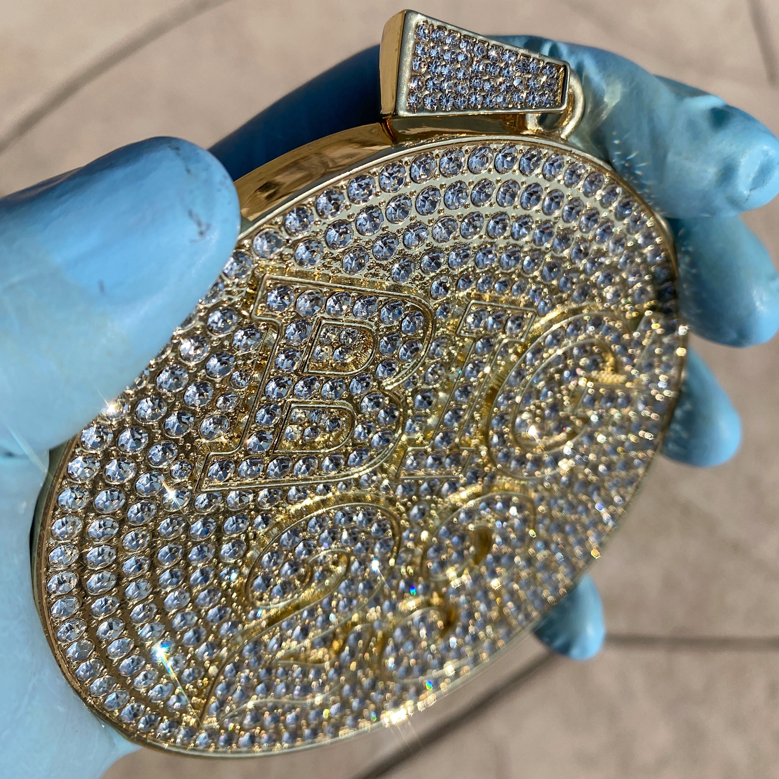 Huge “Big 23” Jumbo Hip Hop Pendant Iced 14K Gold Plated Simulated CZ Medallion