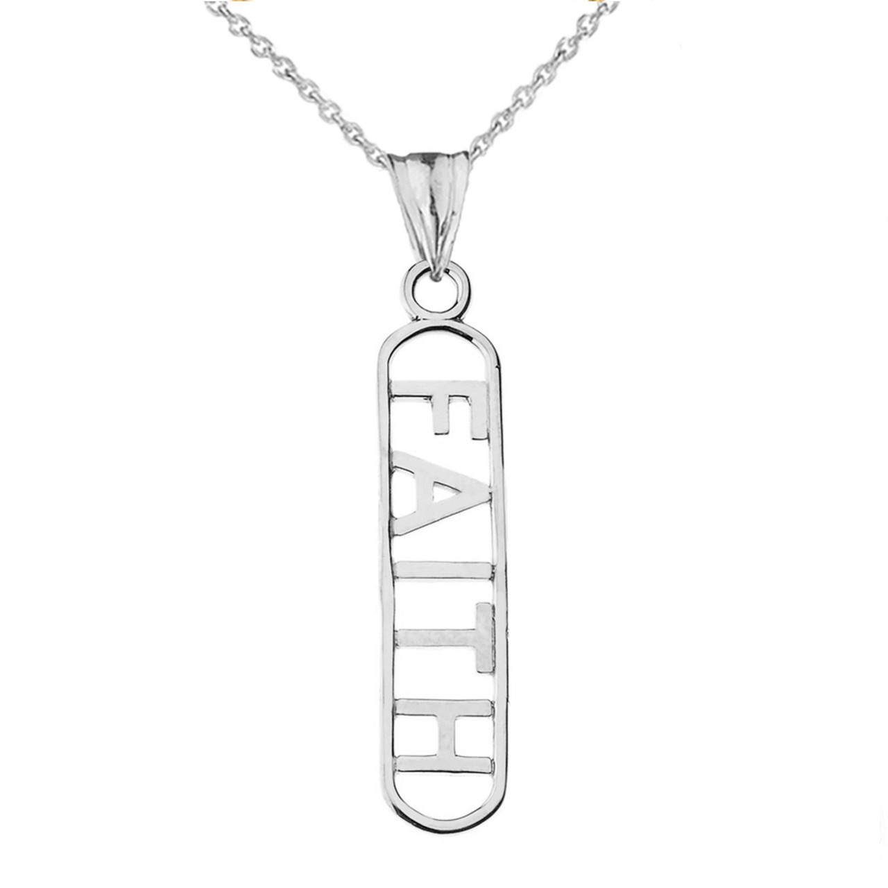 Solid Gold “FAITH” Pendant Necklace (Available in Yellow/Rose/White Gold)