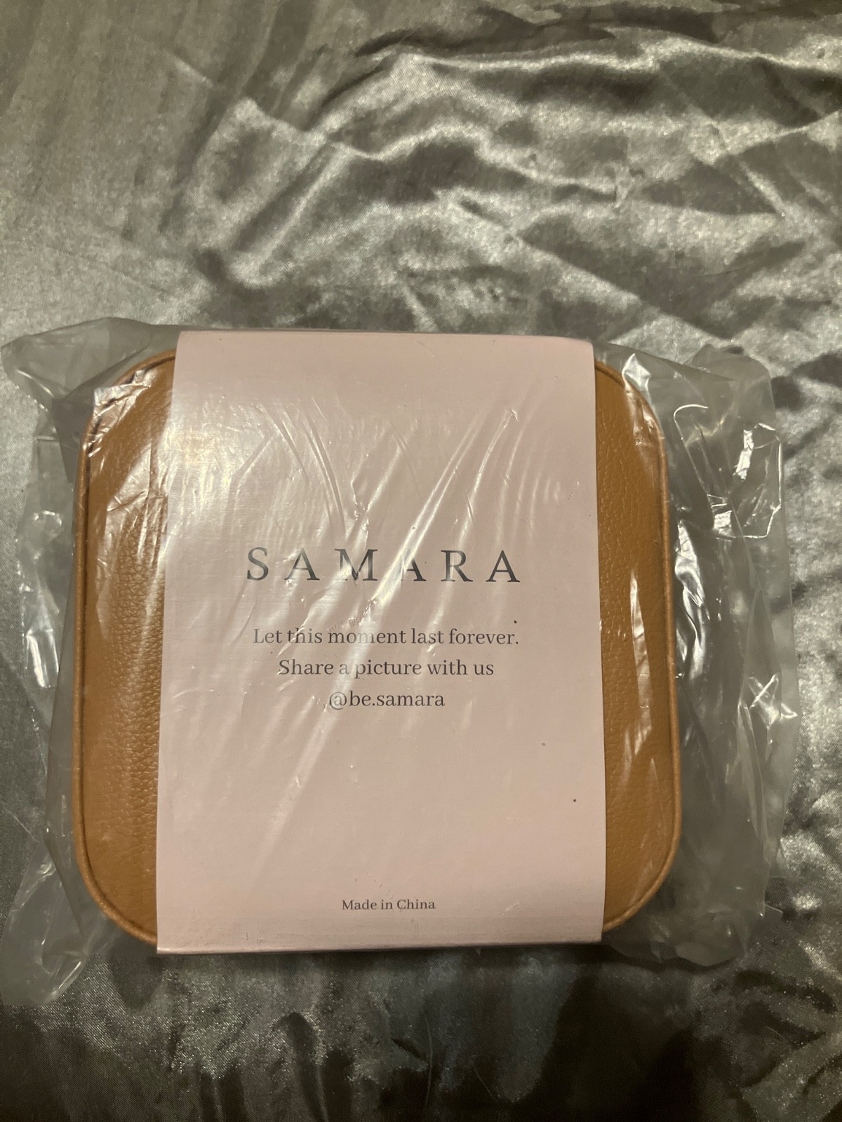 Leather And Zip Jewelry Case Samara 4.5″ Square 2.5″ Tall Travel Safe Case
