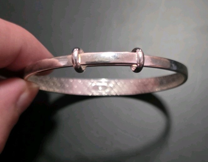Signed .999 18 Gram Silver Bracelet Hinged Bangle Bracelet with Engraved Pattern