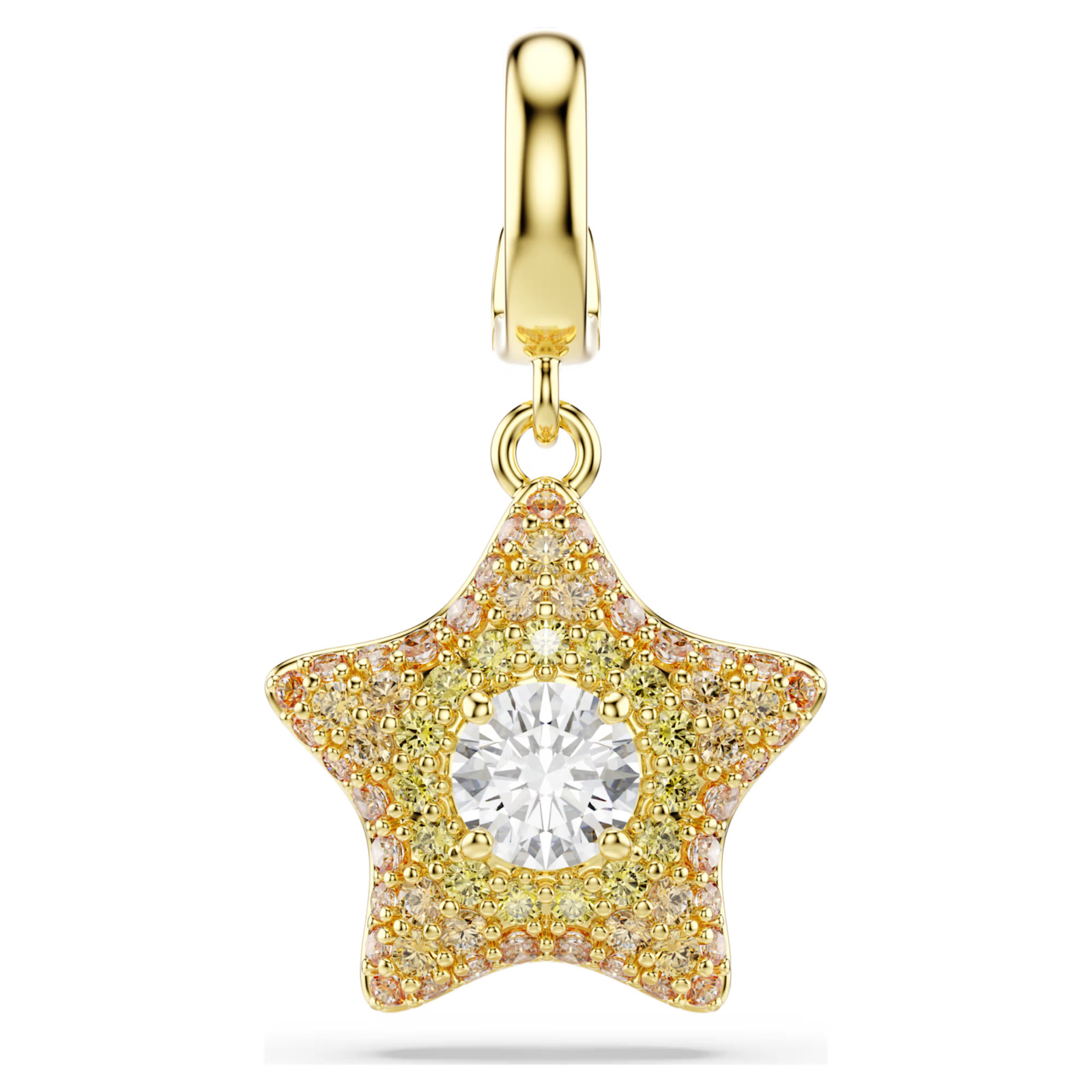 Swarovski Sublima charm Round cut, Star, Yellow, 18K gold plated 5755514