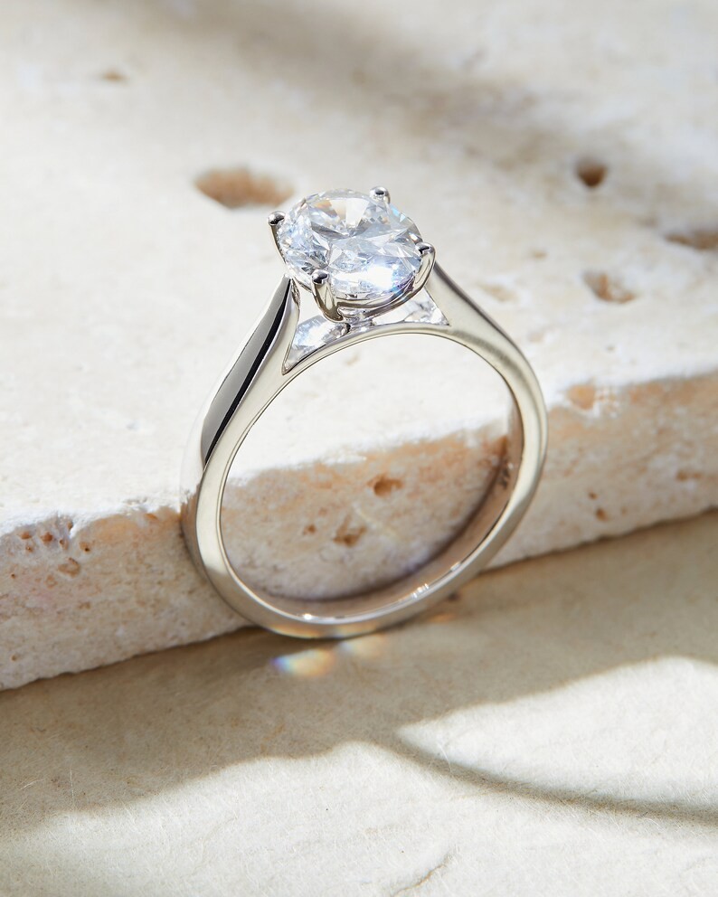 2.00Ct Oval Cut Natural Diamond Solid 14K White Gold Engagement & Wedding Ring