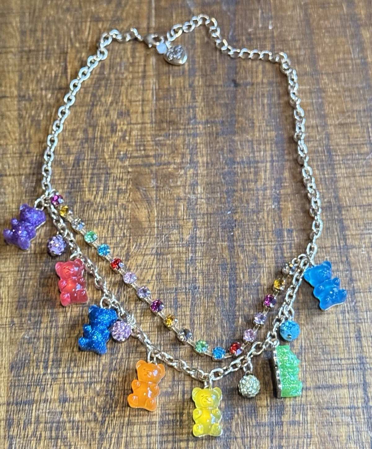 ✨🐻 Betsey Johnson Gummy Bear Rainbow Rhinestone Necklace