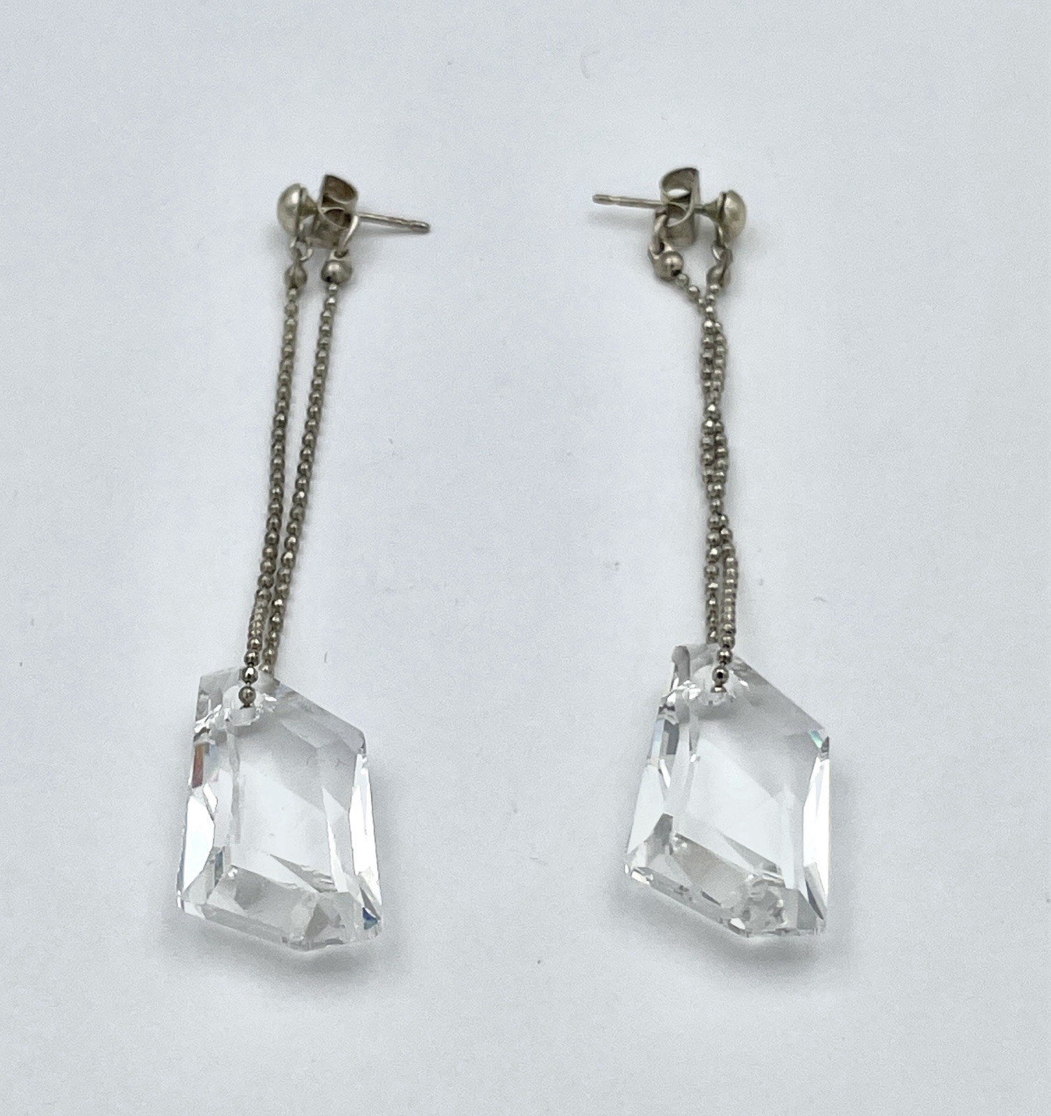 Designer Drop Earrings | Faceted Stones | Lightweight 7,5 cm