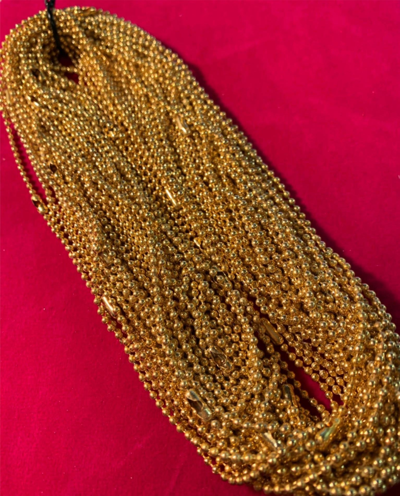 LOT OF 72 14KT GOLD PLATED 18 INCH 2.4MM BALL CHAIN NECKLACE W/ MILITARY CLASP