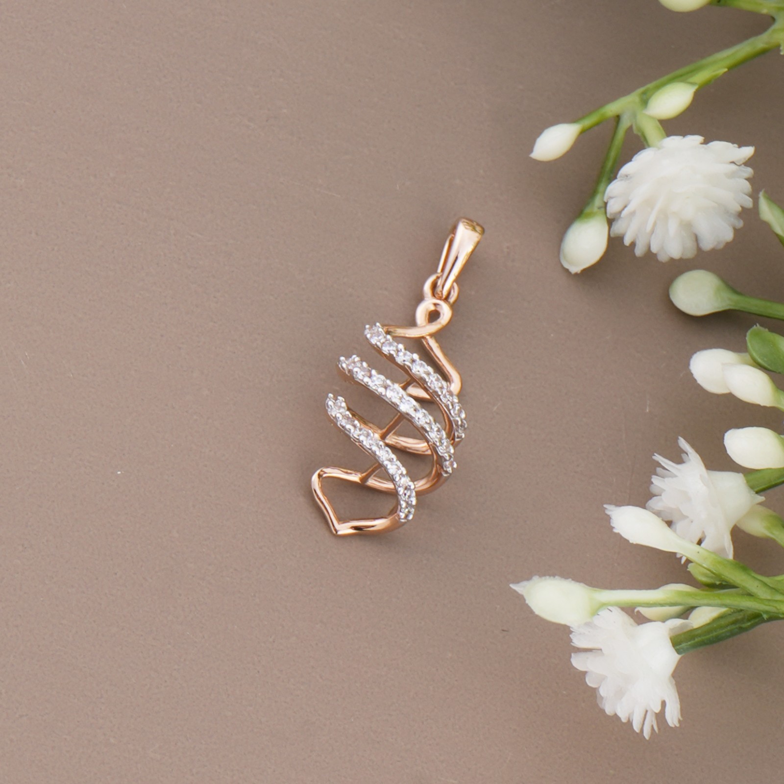 18k Rose Gold DNA Necklace Set, Pendant , CZ Diamonds: Jewelry Gift