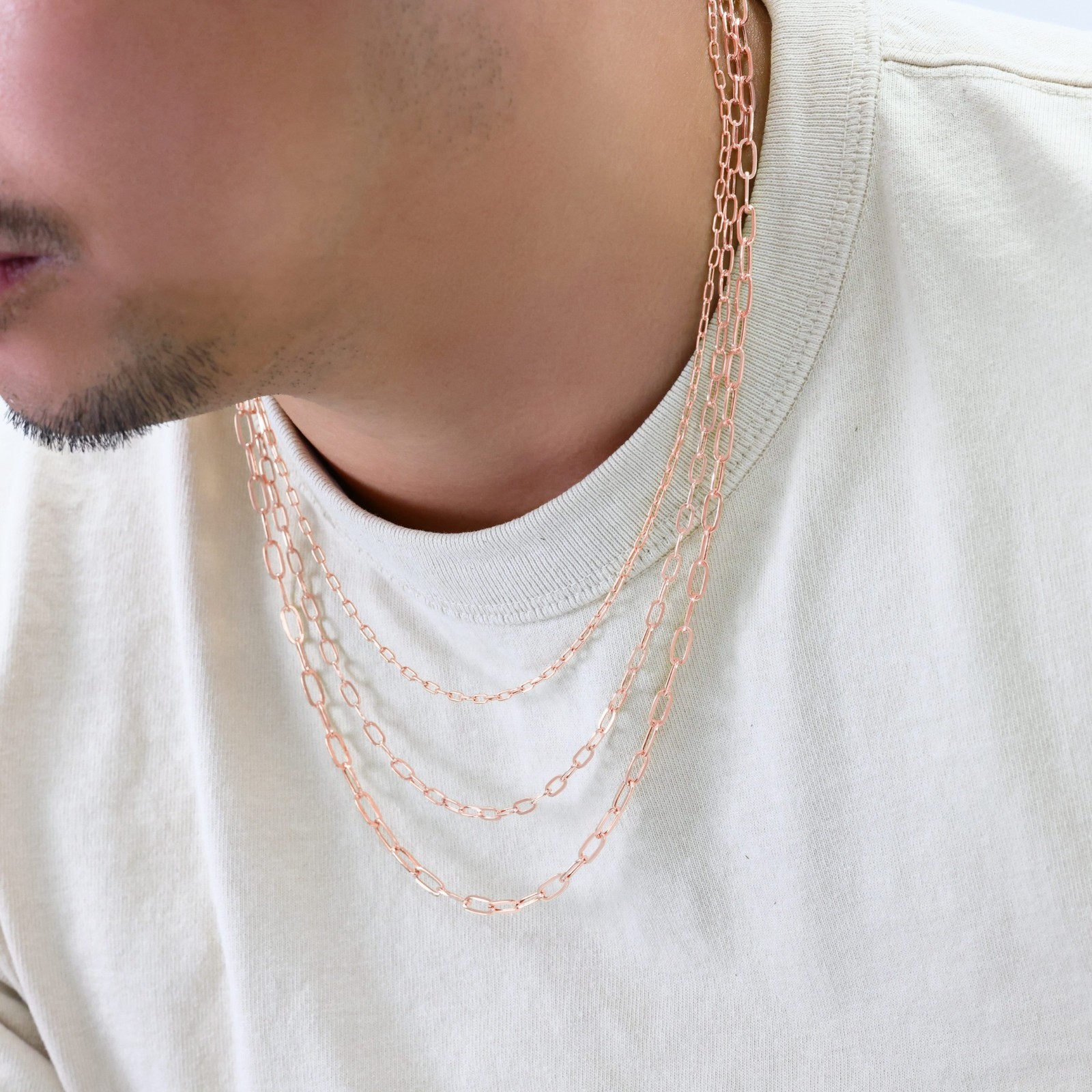 10k Rose Gold Paperclip 2mm-7mm Chain Oval Cable Necklace Mens Womens 16″-24″