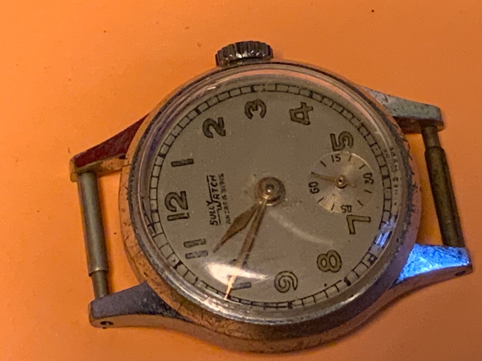 sully watch swiss made fond acier inoxydable 0669 ANCRE 15 RUBIS & baby handRARE