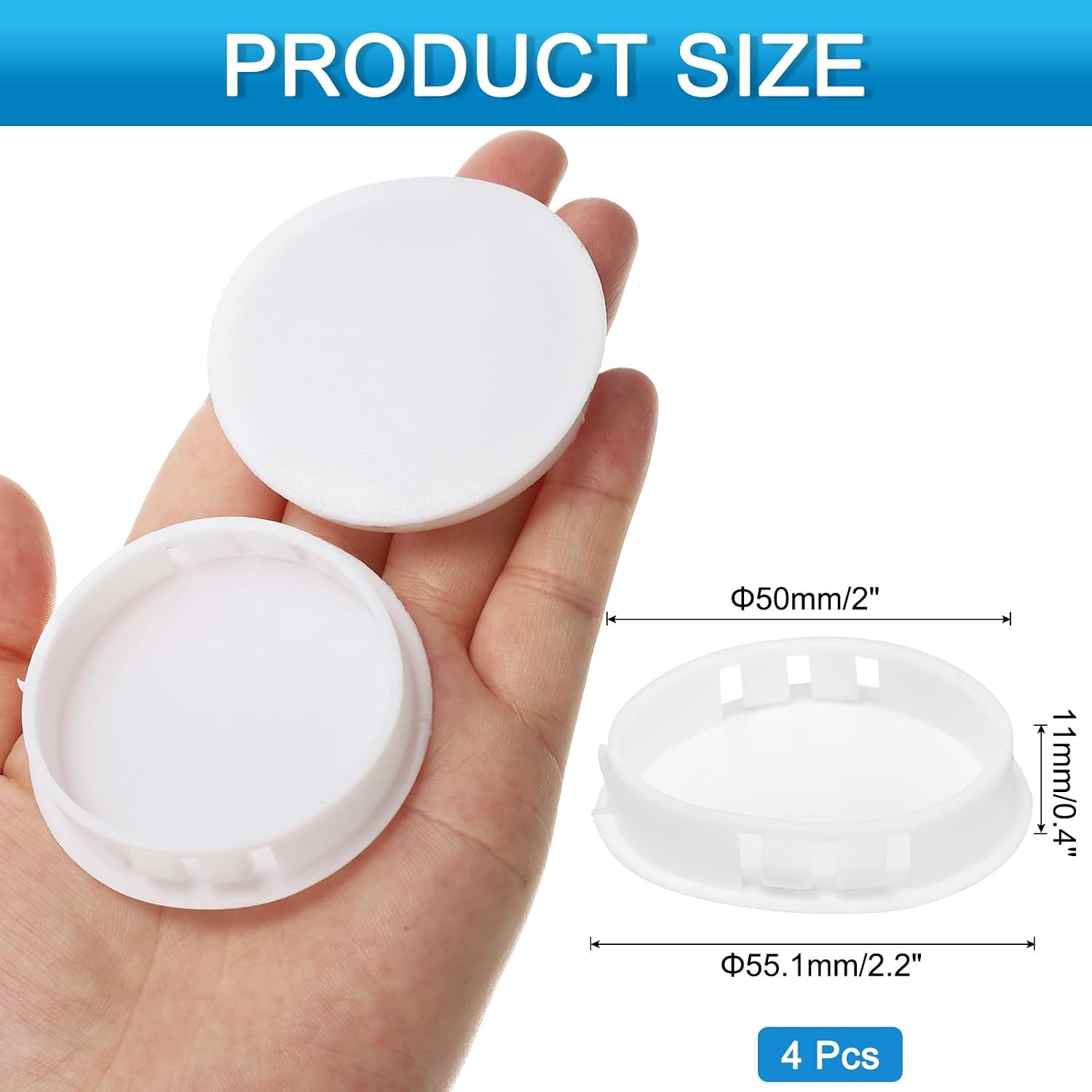 4Pcs Nylon Plastic Hole Plugs, 2″(50Mm) round Drill Screw Hole Plugs Covers Knoc