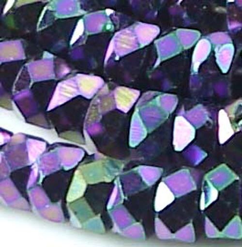 25 Czech Firepolish Faceted Rondelle Beads 6x3mm – Iris Purple