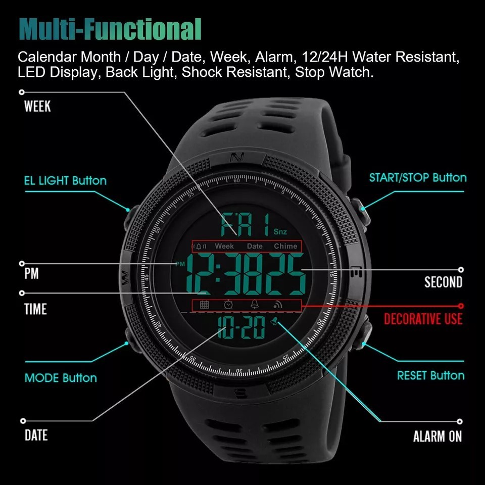 Men’s Digital Army Military Sport Quartz Analog Chrono Waterproof Watch