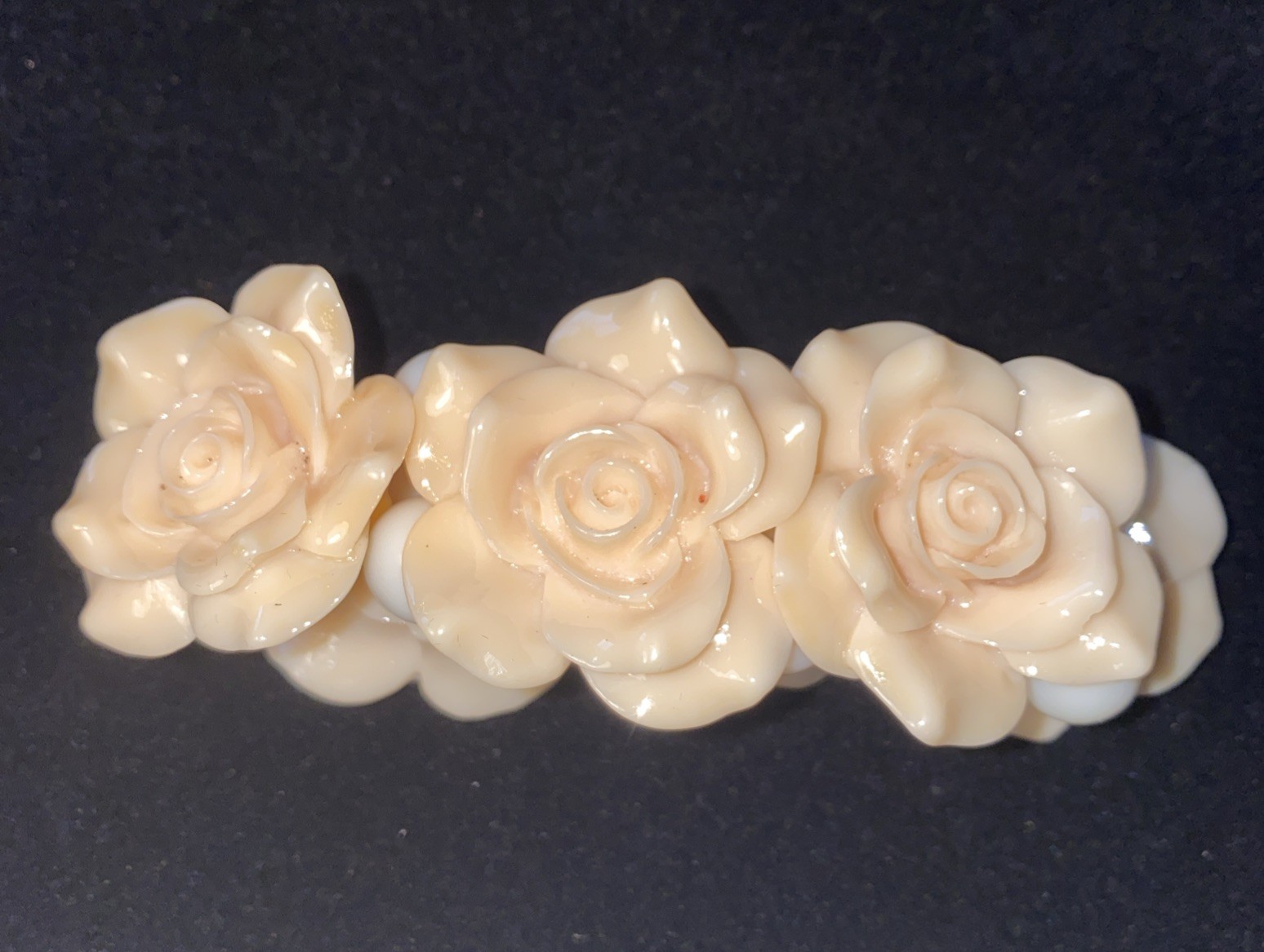 Vintage Plastic Resin (?) Pinky/ Yellow Rose Stretch Bracelet Stunning