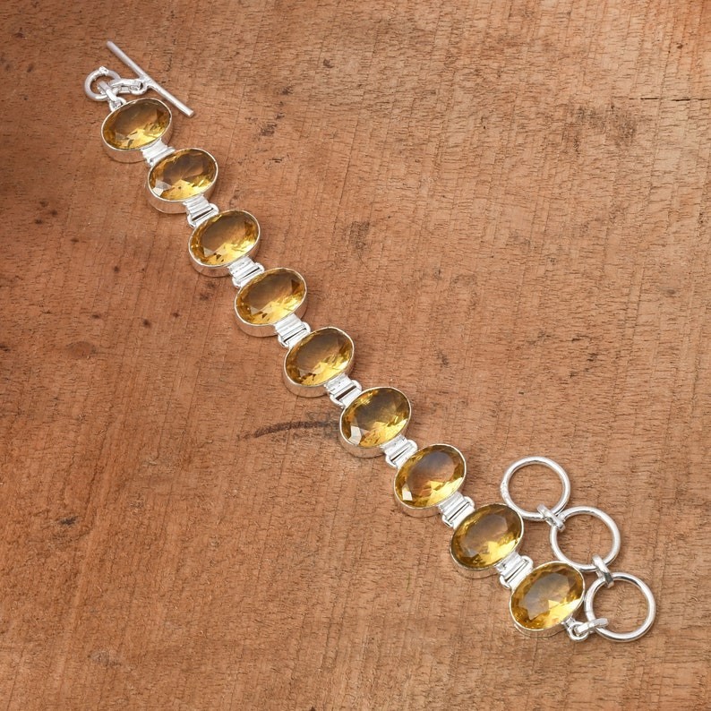 Citrine Gemstone Ethnic 925 Sterling Silver Handmade Jewelry Bracelet