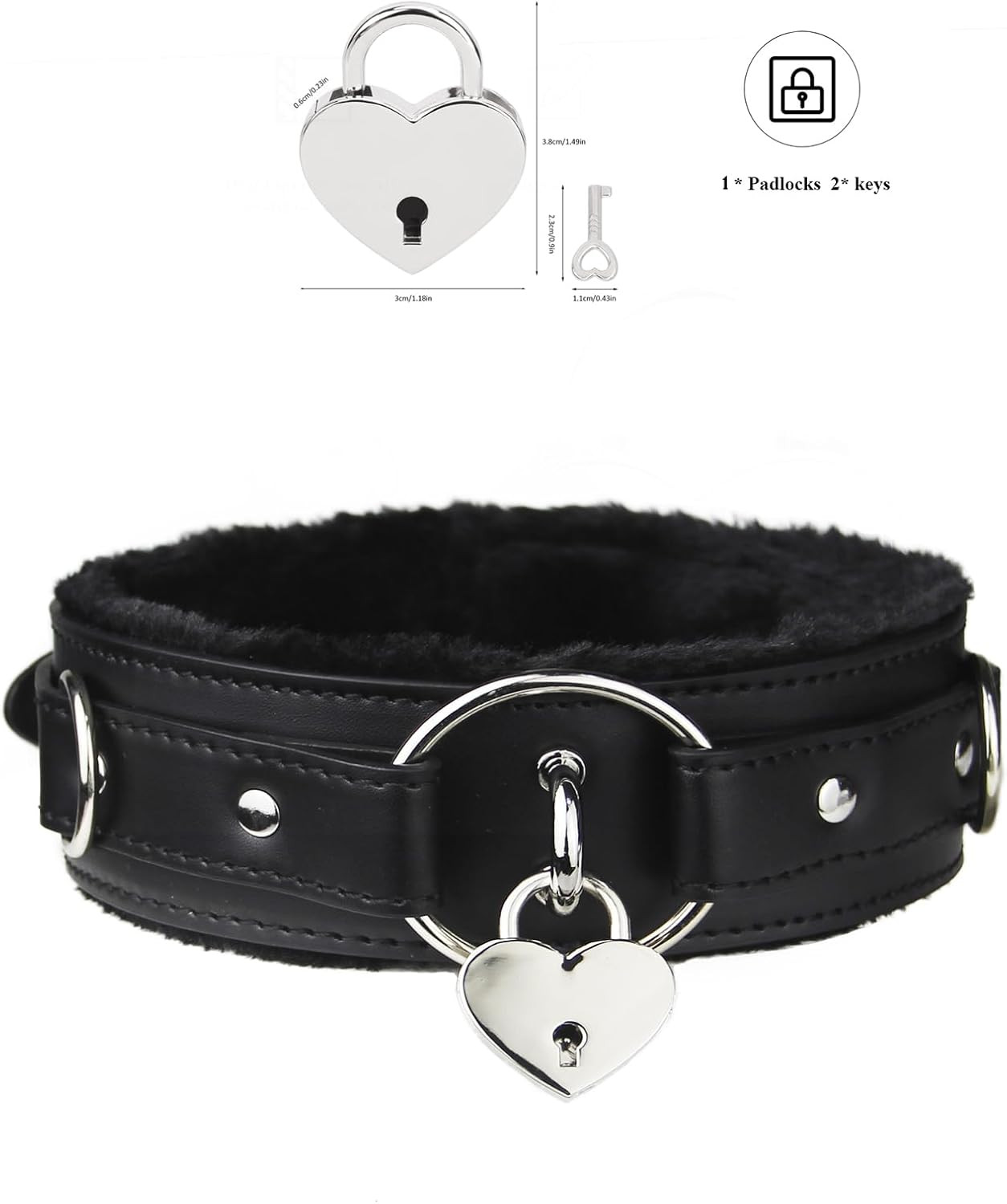 Leather Choker Collar with Lock Adjustable Size for Women
