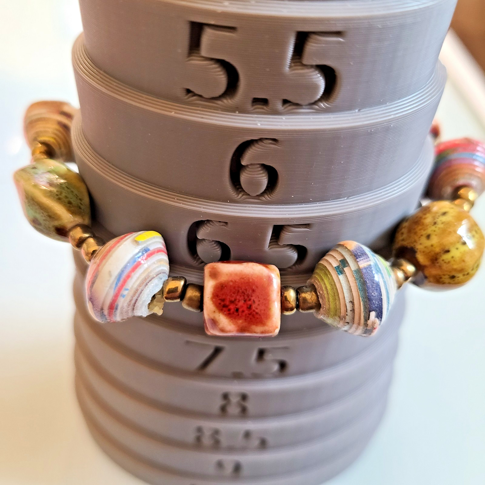 Artisan Mixed-Media Stretch Bracelet MULTICOLORS RED BLUE BROWN YELLOW