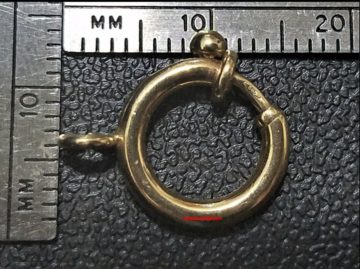 12mm JUMBO HEAVY DUTY 14k Yellow Gold Large Spring Ring Clasp CLOSED Jump ITALY