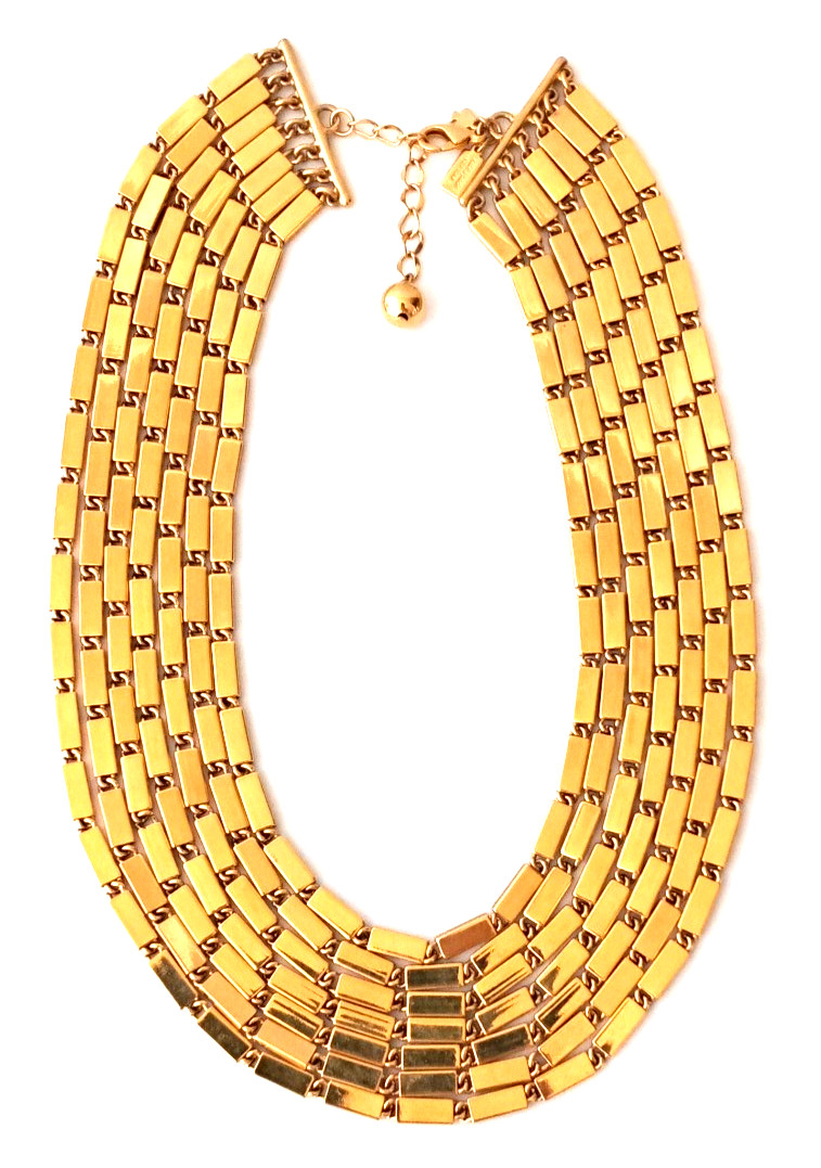 KATE SPADE New York Gold Tone 7 Strand Collar Necklace Statement Signed 19.5″