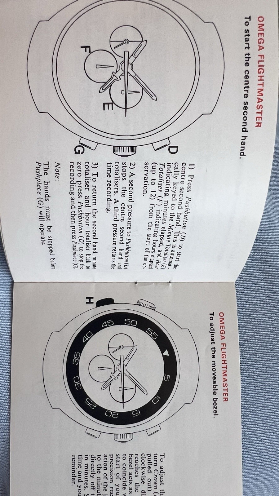 Rare Omega Speedmaster, Flightmaster,Chronograph,Chronostop User manual 70’s