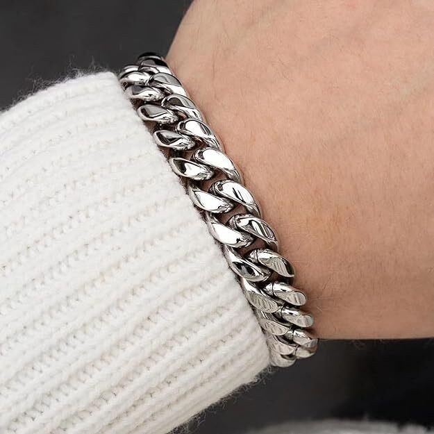 Heavy Stainless Steel Men’s Miami Cuban Link Chain Bracelet 8mm-14mm Necklace