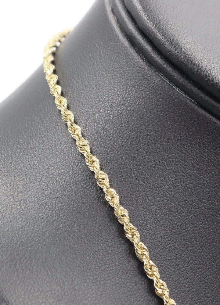 High Shine 10KT Yellow Gold 2.9mm Wide Solid Rope Chain 20″ Necklace – 11.09g