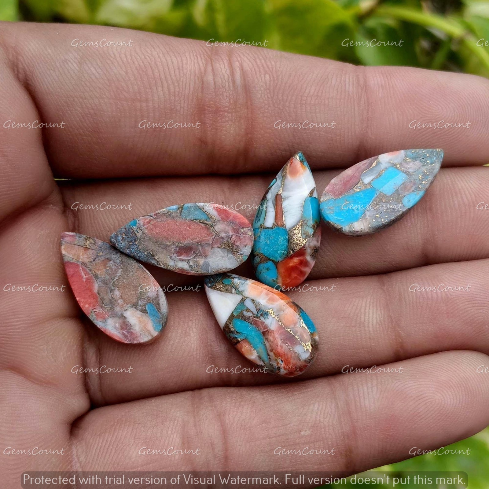 Natural Oyster Turquoise Long Pear Cabochon Handcrafted Gemstone 5x10mm-15x30mm