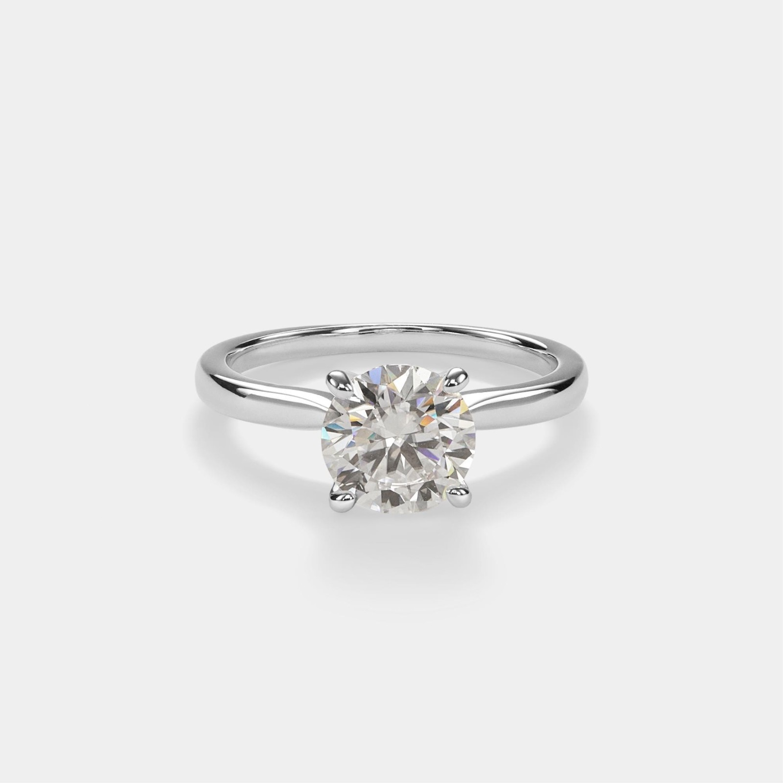 Solitaire Round Moissanite Engagement Ring in 925 Sterling Silver