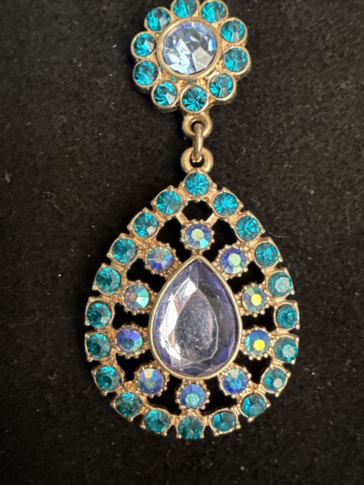 1928 Jewelry Co. Blue Zircon With Blue Sapphire Ab Crystal Large Drop earrings