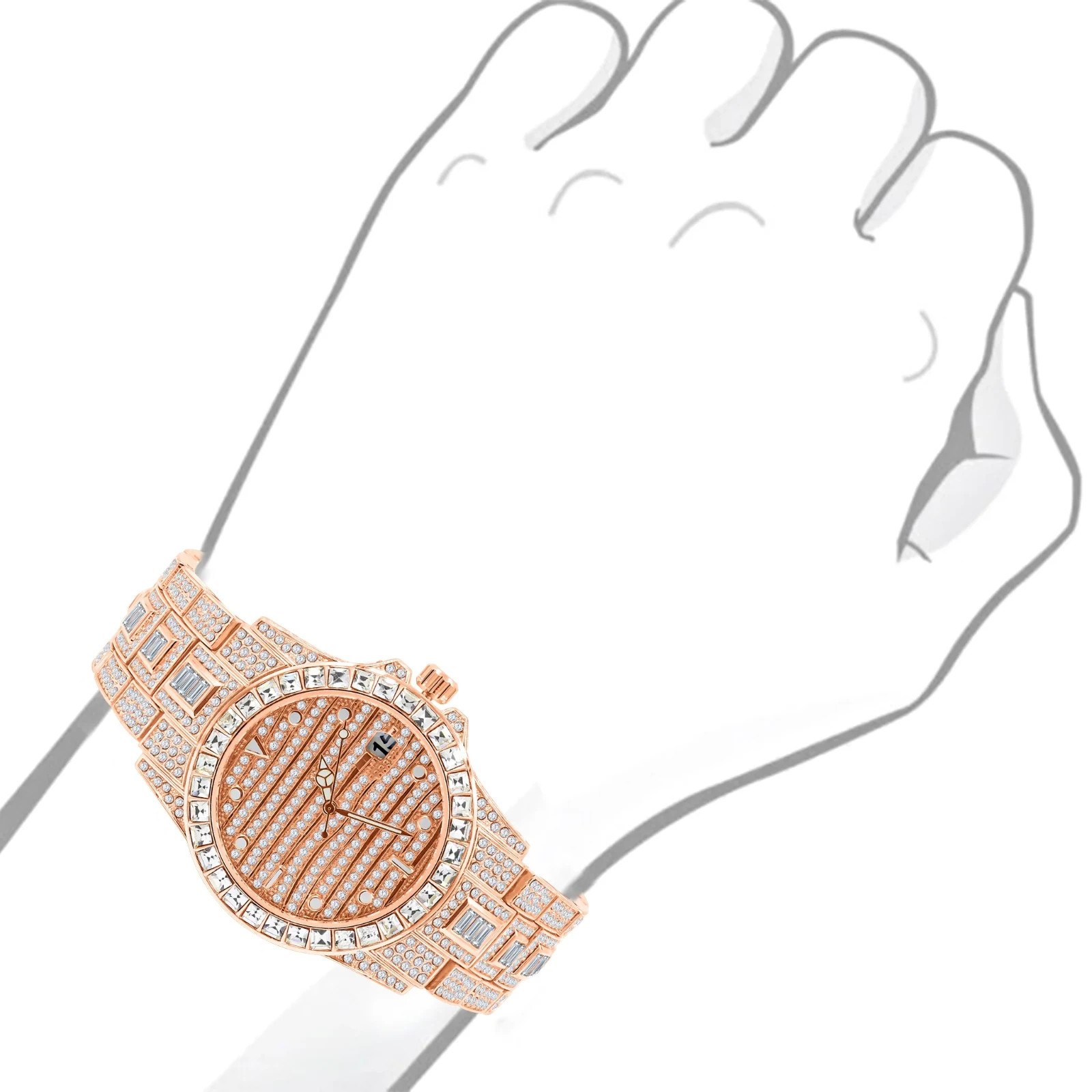 Exquisito Hip Hop Bling Metal Watch with Crystal Bezel