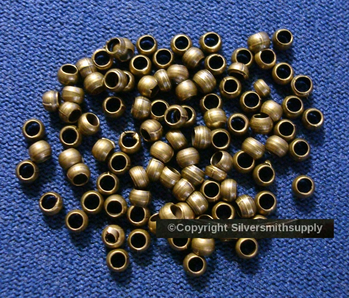 Bronze crimps plated steel 2.5x2mm round small crimp beads 100 pcs fps079