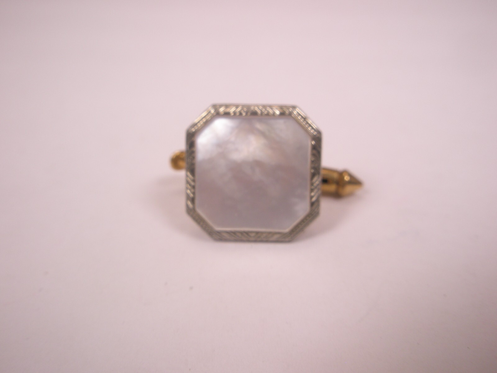 SINGLES(1) 1/2″ White MOP & Gold Plate Vintage LARTER SONS Formal VEST Stud j61