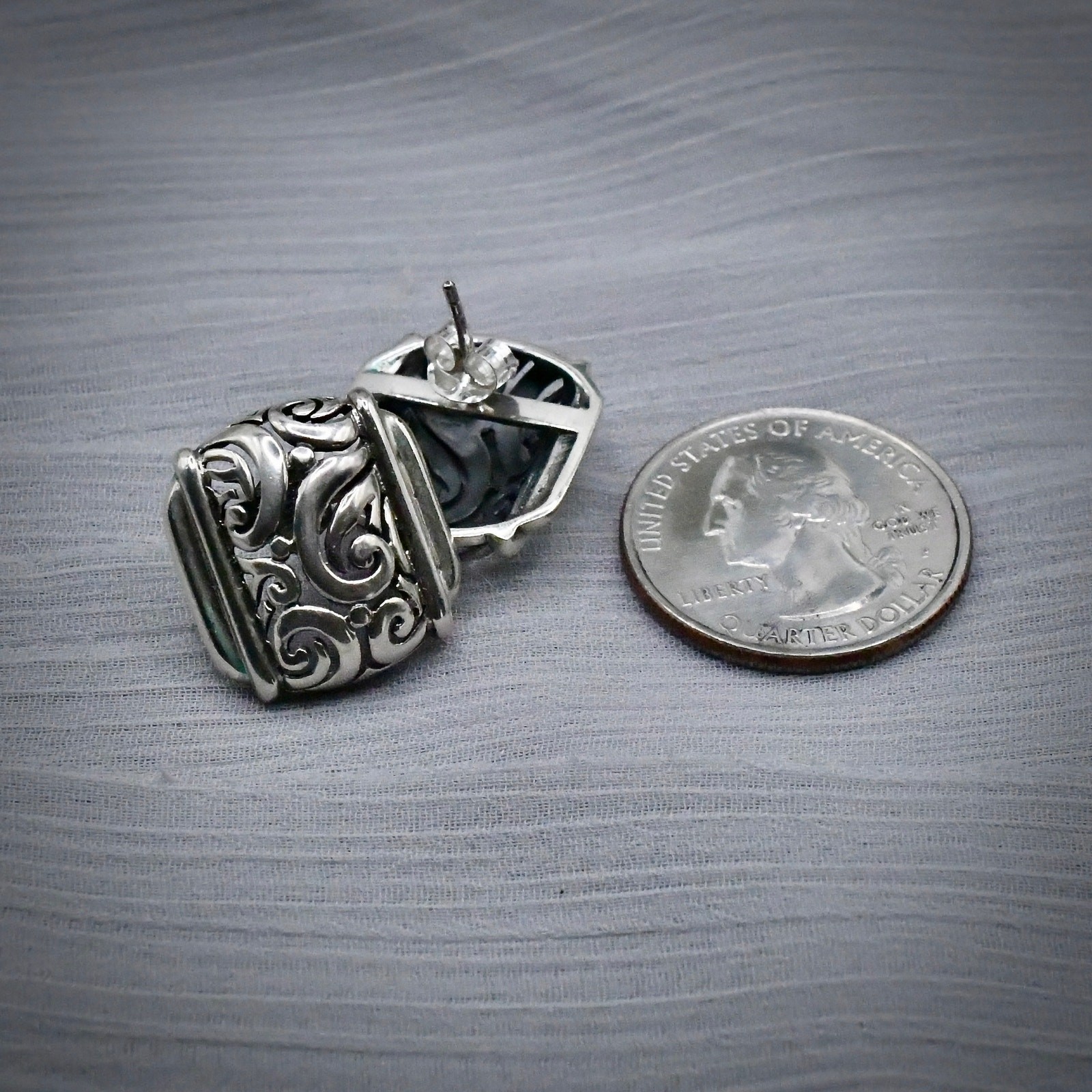 Bali Sterling Silver Openwork Scroll Earrings Vintage 925 SNK Thailand
