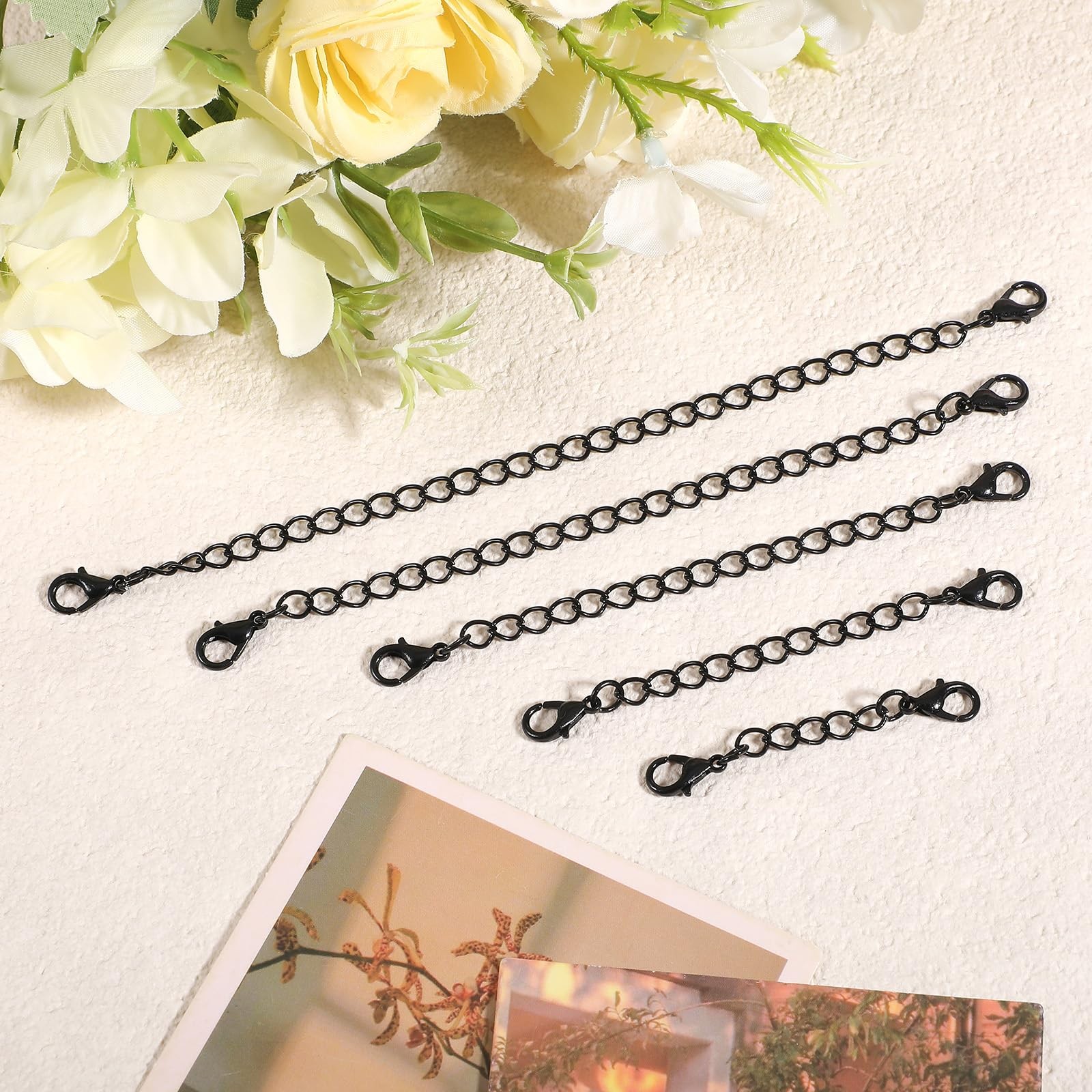 20pcs Extension for Necklace, 5 Size Jewelry Extenders Necklace Chain Black