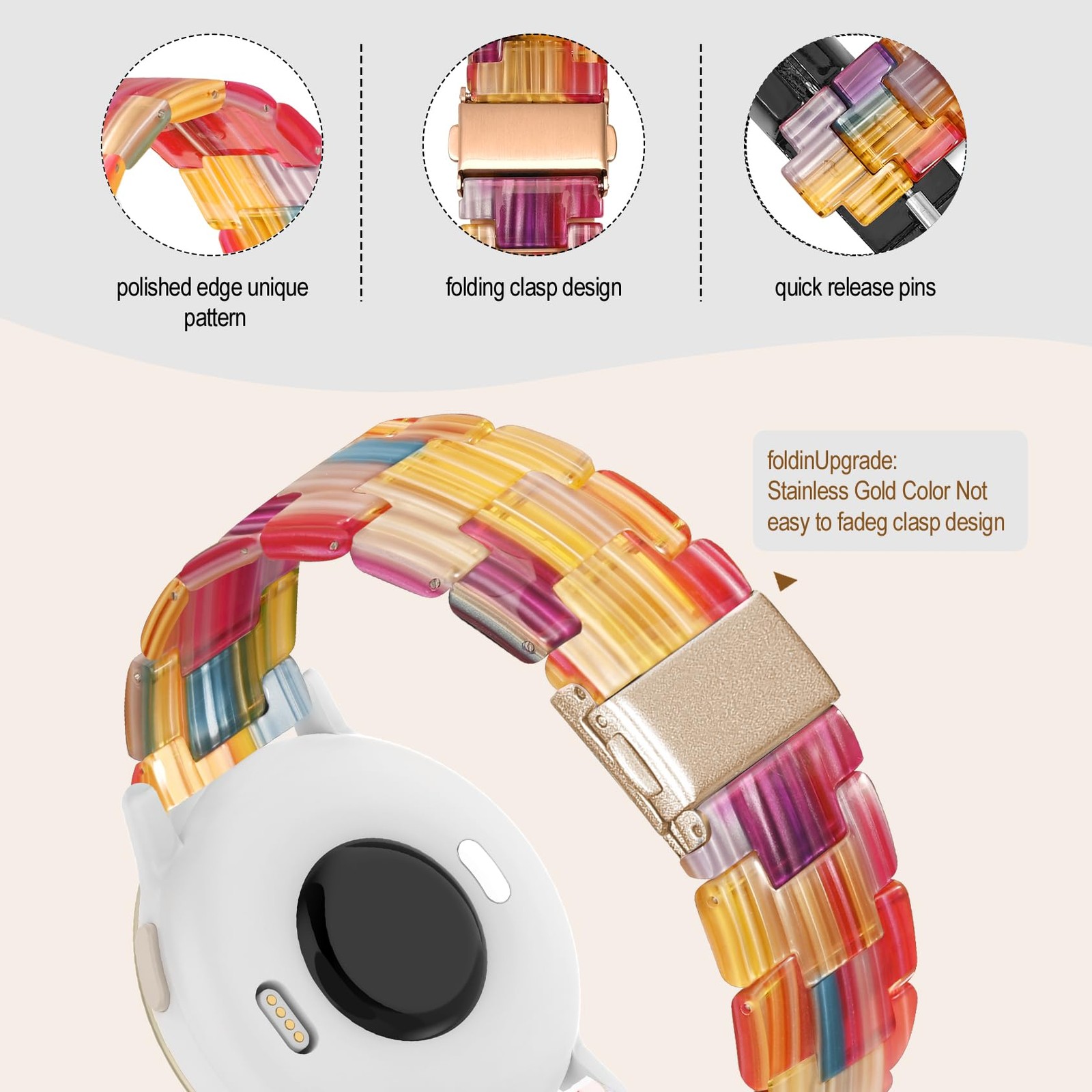 Conidido Venu 3s Resin Band Rainbow 18mm