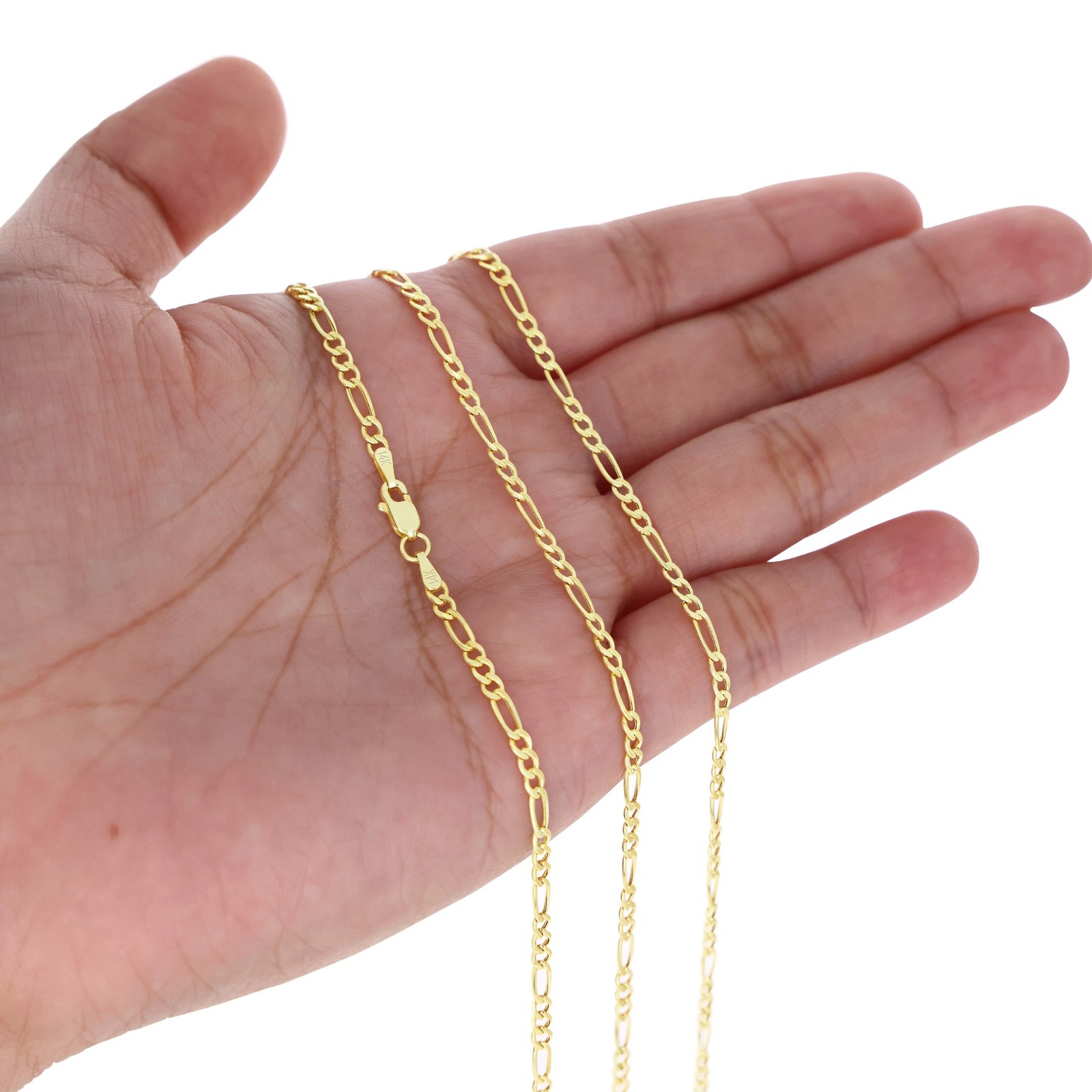 with packaging 14K Yellow Gold 2mm 75mm Figaro Chain Italian Link Neckla G2U