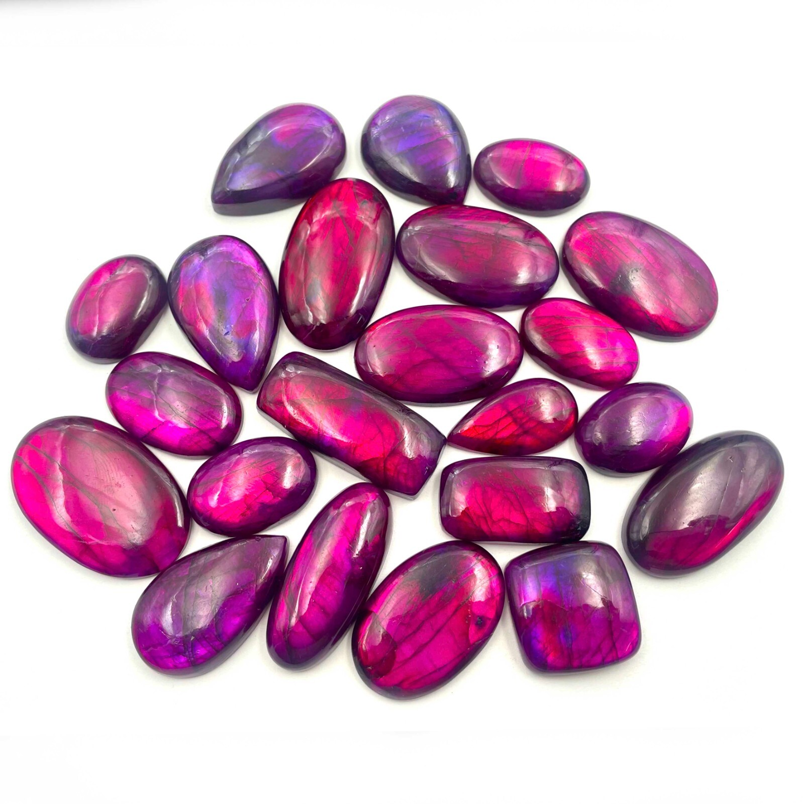 Natural Labradorite Mix Size Purple Coated Loose Gemstone Cabochon Lot 100 CT