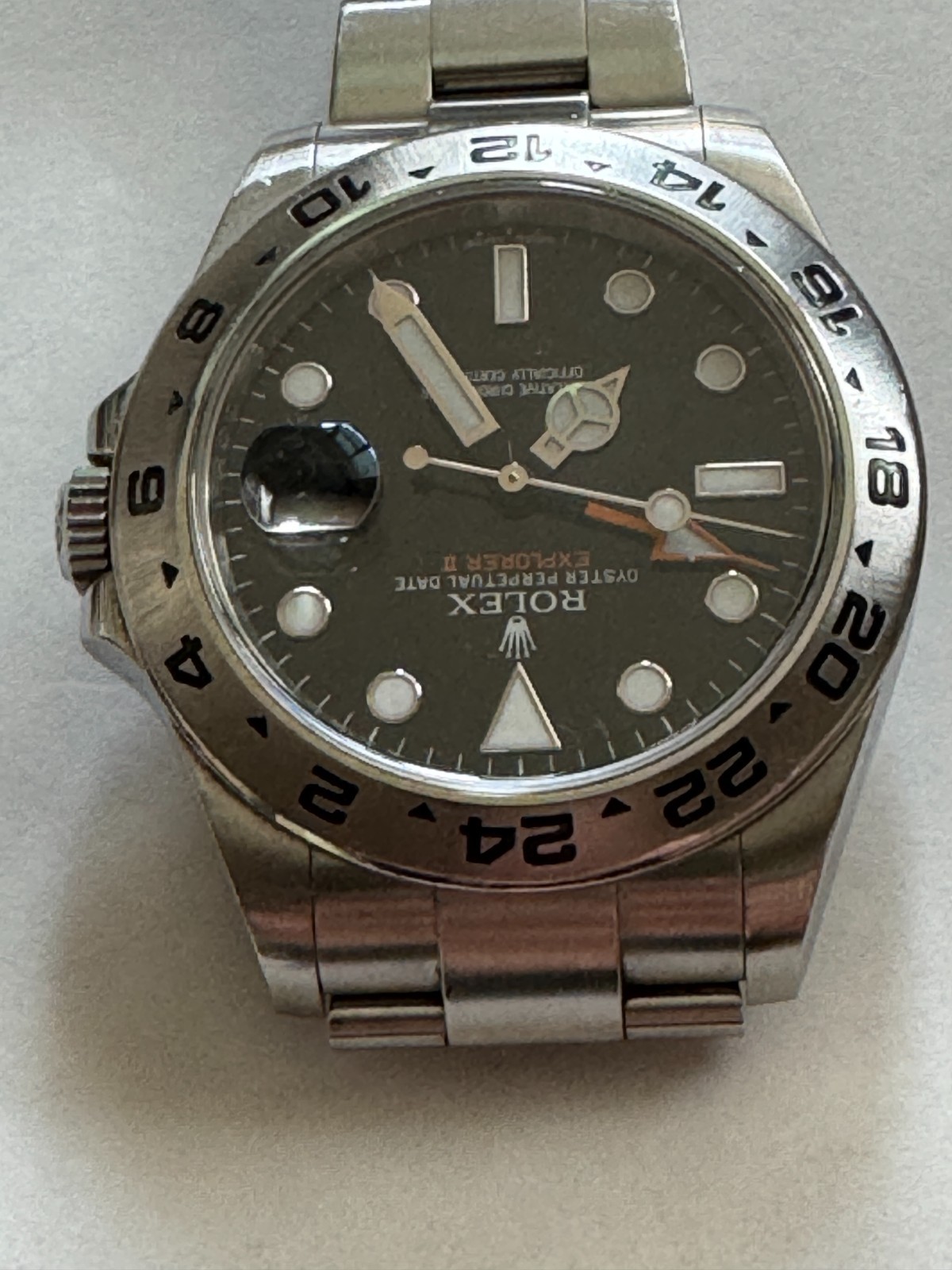 Rolex Oyster Perpetual Explorer II 216570 Mens Watch Black Box Orange Band