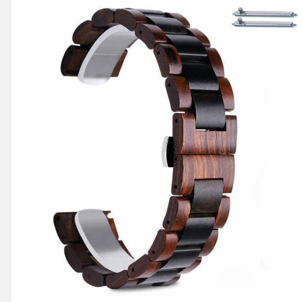 Wooden Replacement Watch Band Butterfly Clasp Quick Release Brown Strap #W003
