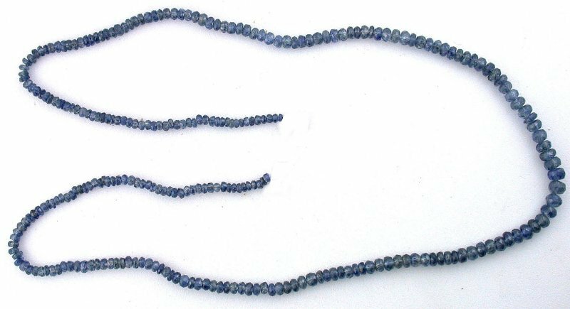 46 Carat 2.2 To 4.5mm Graduated Natural Blue Sapphire Gem Bead 17 Inch Strand