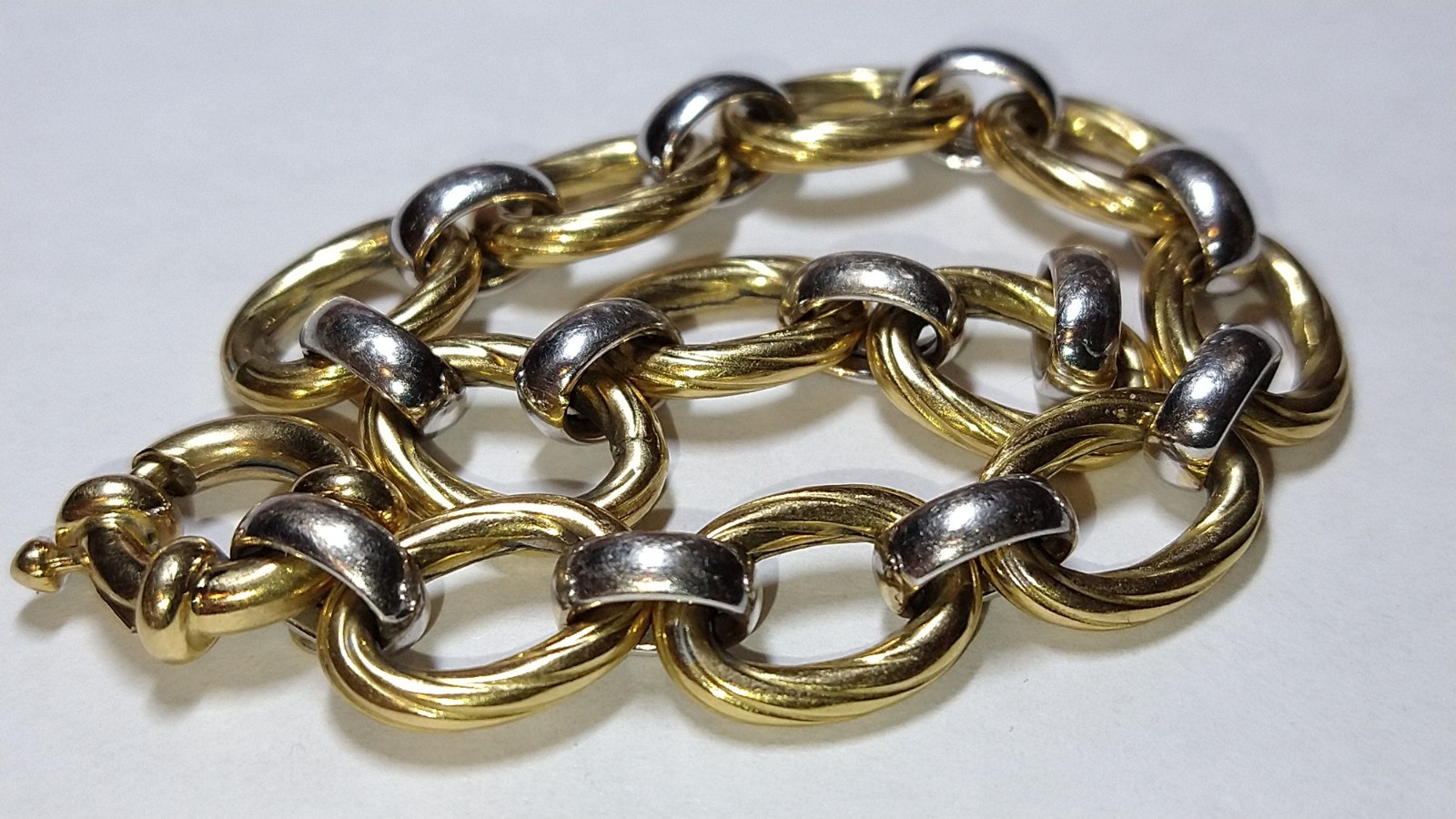 18k white and yellow gold Italian 10.8mm bracelet 20.42 grams – 7.25″