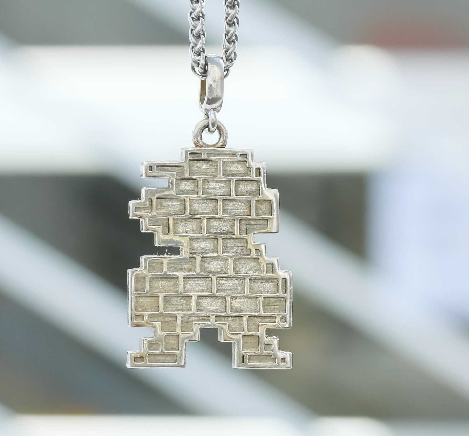 Retro 8 Bit NES Handmade S925 Silver Super Mario Pendant Necklace