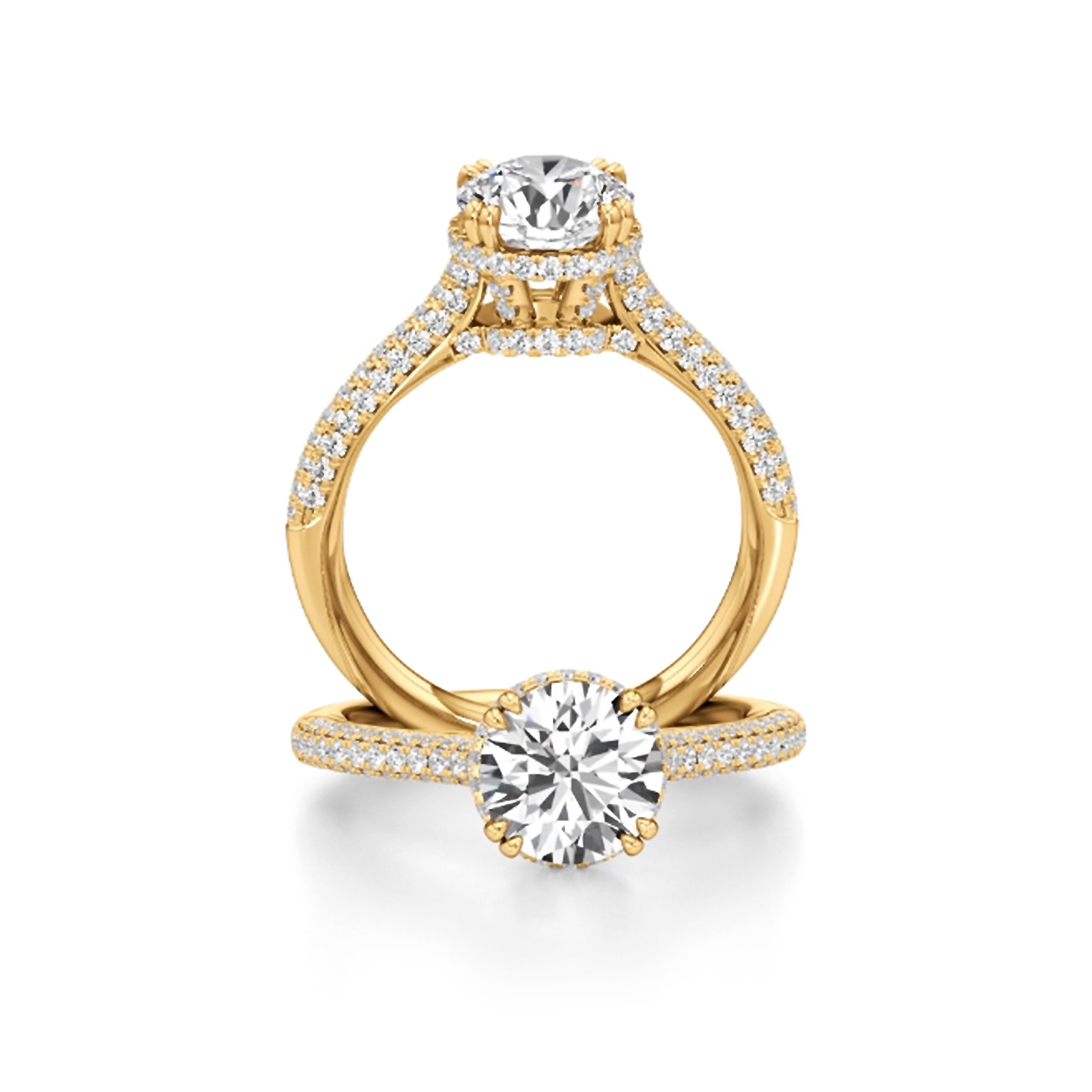 Diamond Engagement Ring 2.75 Ct Lab Grown E F VVS 14K Yellow Gold IGI Round Cut