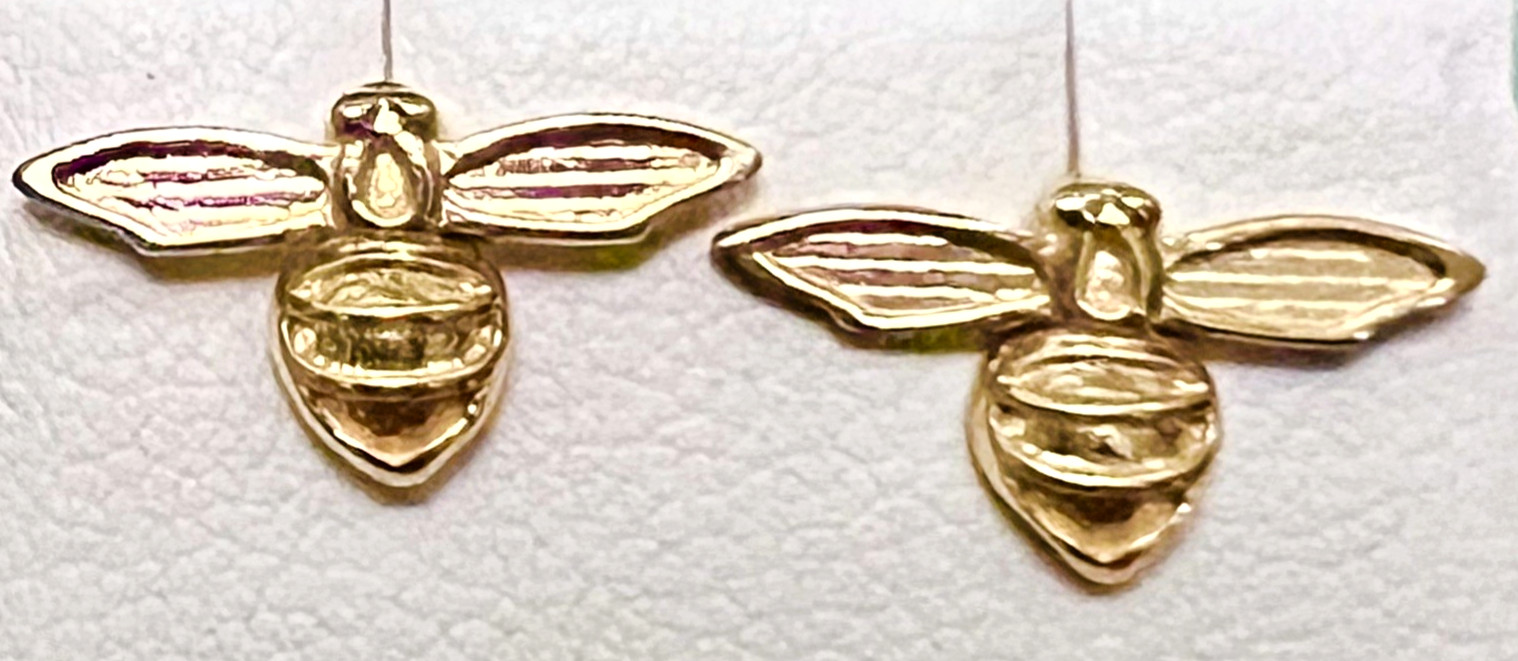 Mark Milton Solid 9ct Gold Bee Stud Earrings – RRP £295 – Gift Box – Brand New
