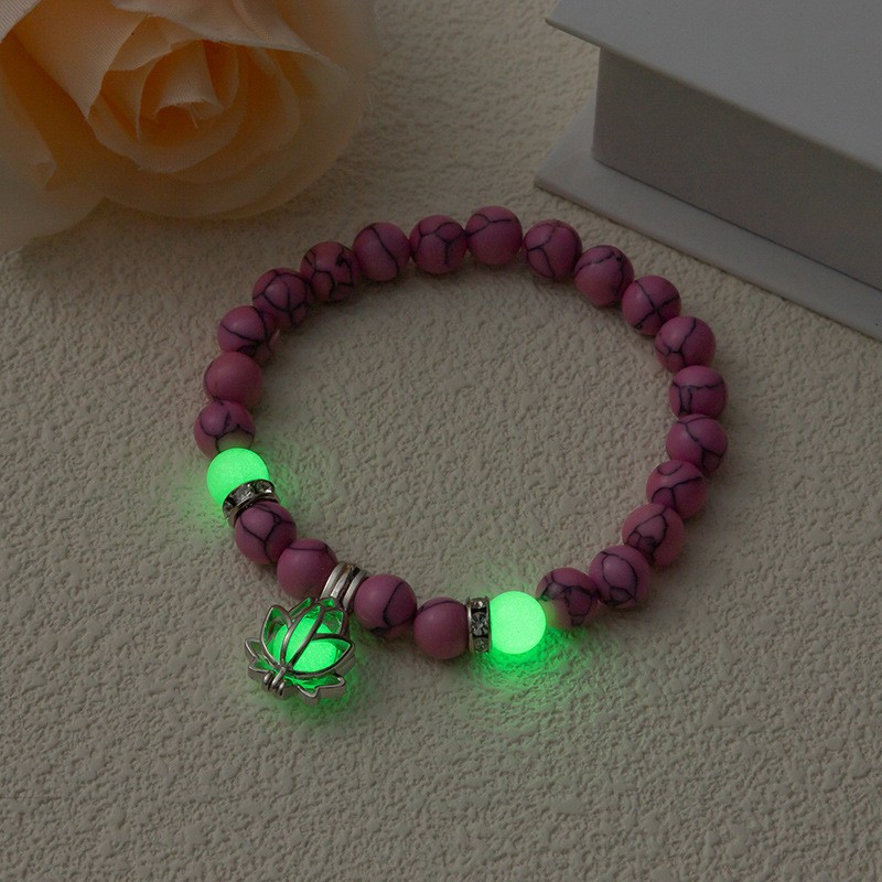 5Pcs Glow in Dark Lotus Beaded Bracelets Luminous Bracelet Women Jewelry Gift